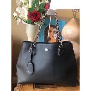 COACH PEYTON SAFFIANO LEATHER CHAIN TOTE BLACK #31752 (u120